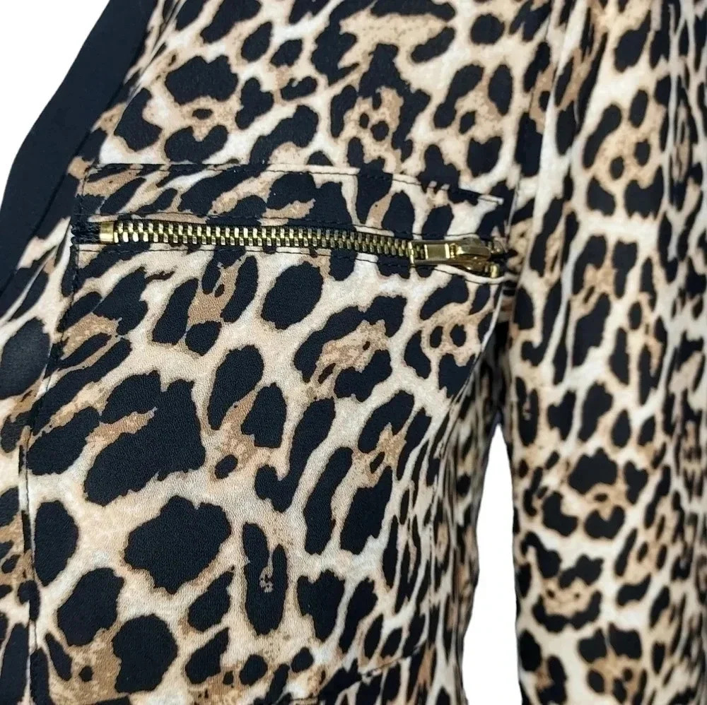 MNK Womens Leopord Print Blouse 100% Polyester Small - Picture 9 of 13